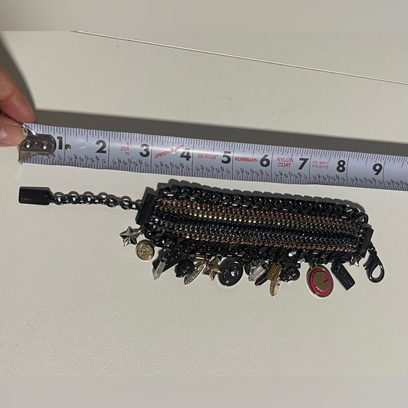 Coach Tribal Tonal Charm Bracelet Black Multi Chain Statement Bracelet - Picture 5 of 5